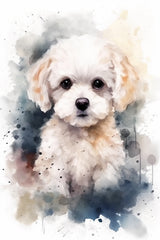 Charming Trio: Watercolor Maltese Puppy