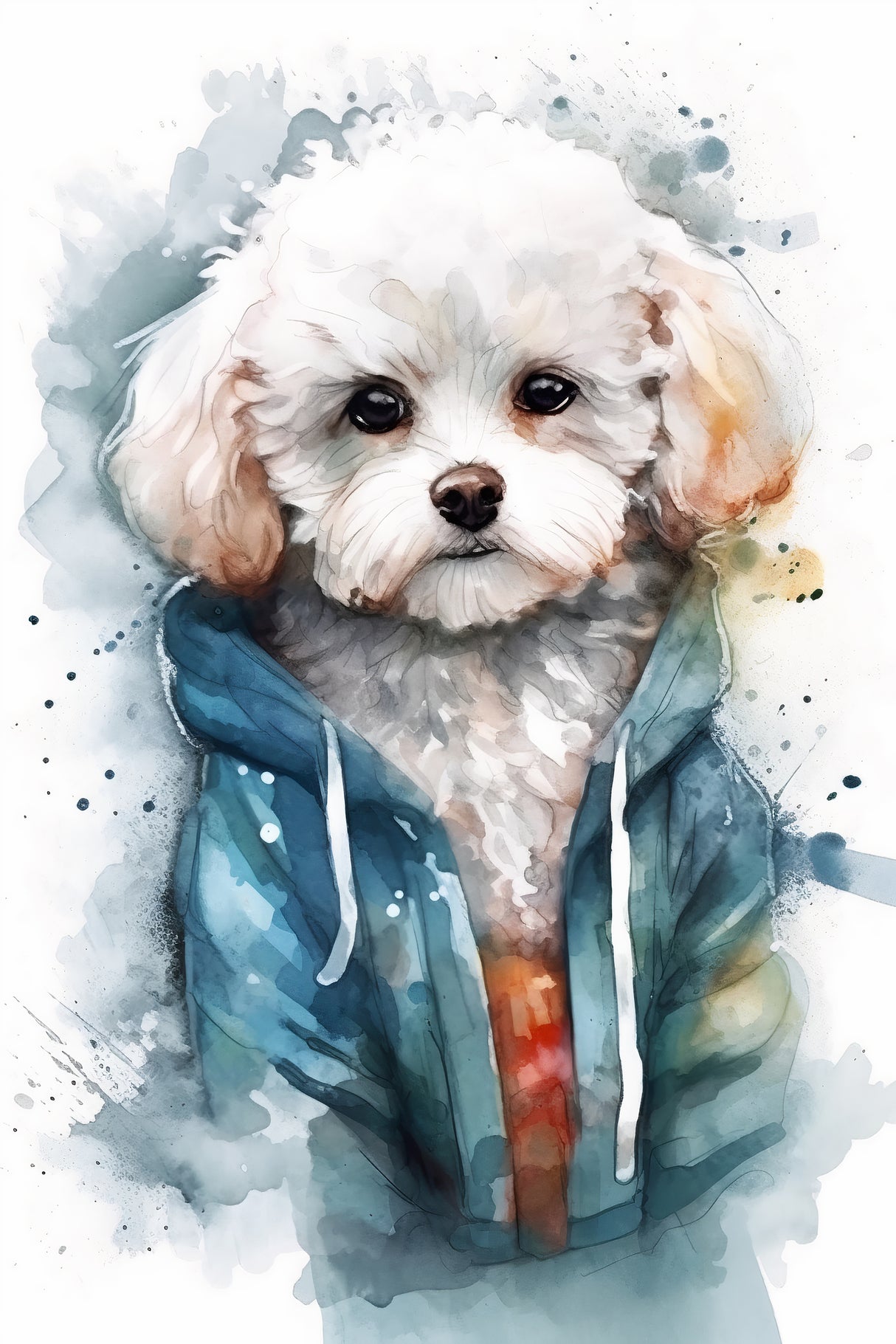 Charming Trio: Watercolor Maltese Puppy