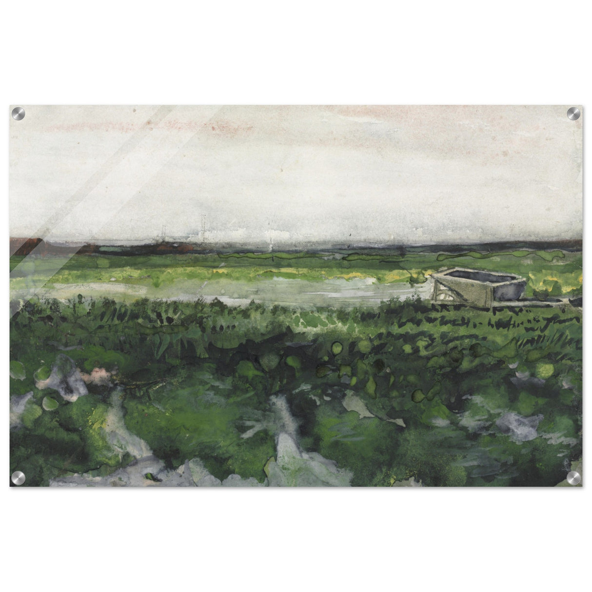 landscape with wheelbarrow 1883 by vincent van gogh vintage wall art printBrushed Aluminum Print