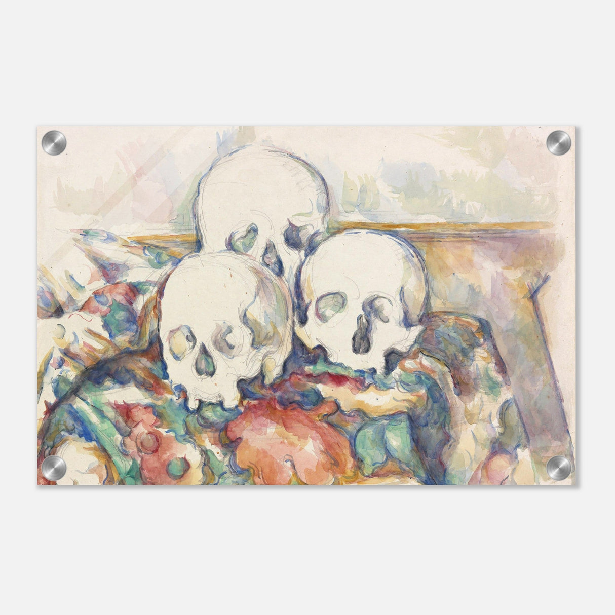 vintage wall art print the three skulls by paul cezanne