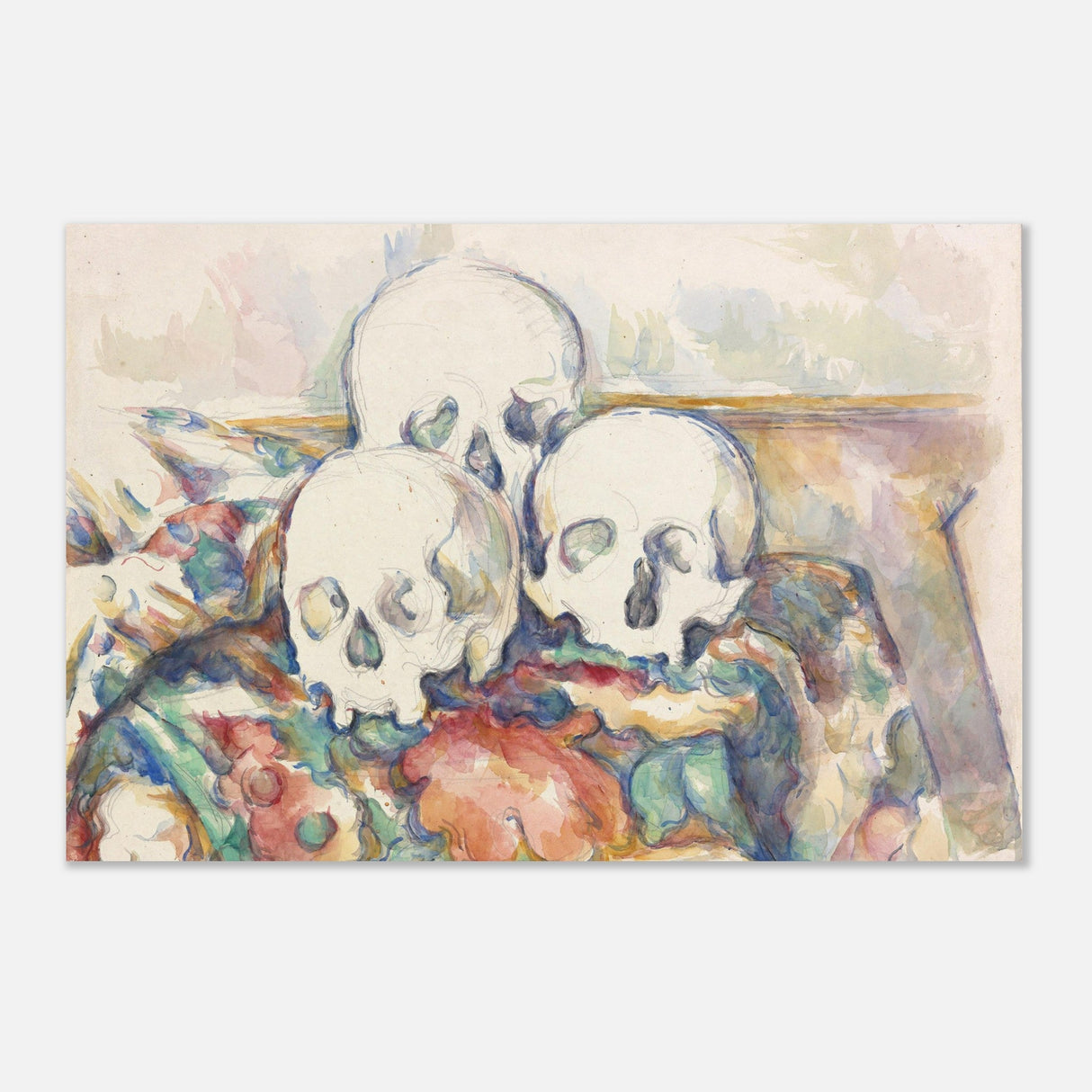 vintage wall art print the three skulls by paul cezanne