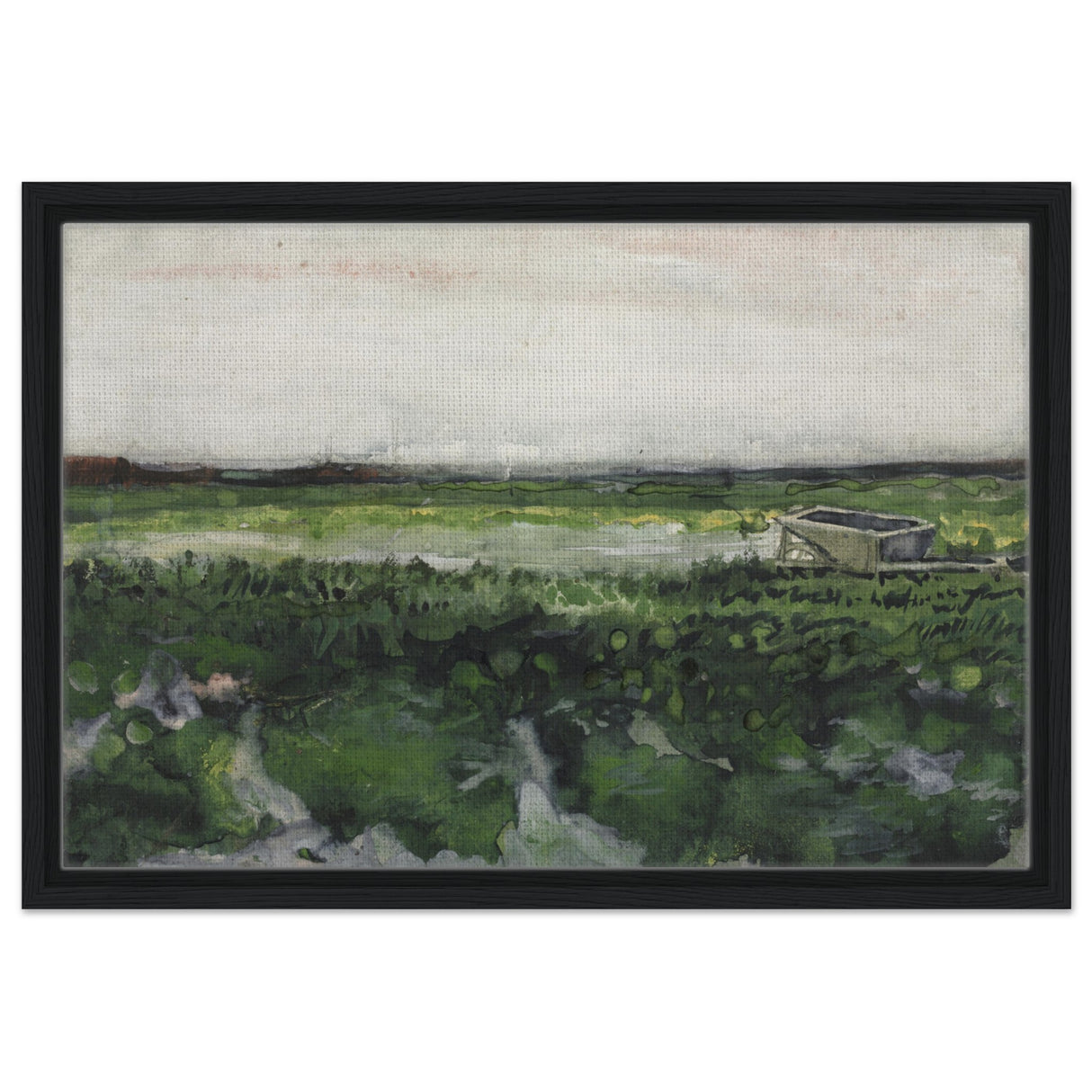 landscape with wheelbarrow 1883 by vincent van gogh vintage wall art printFramed Canvas