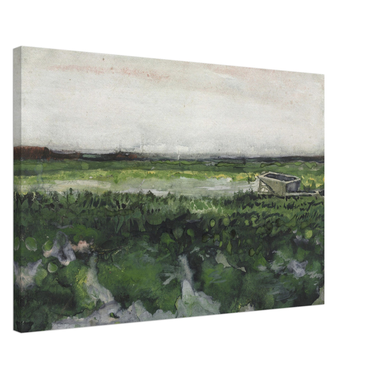 landscape with wheelbarrow 1883 by vincent van gogh vintage wall art printFramed Canvas