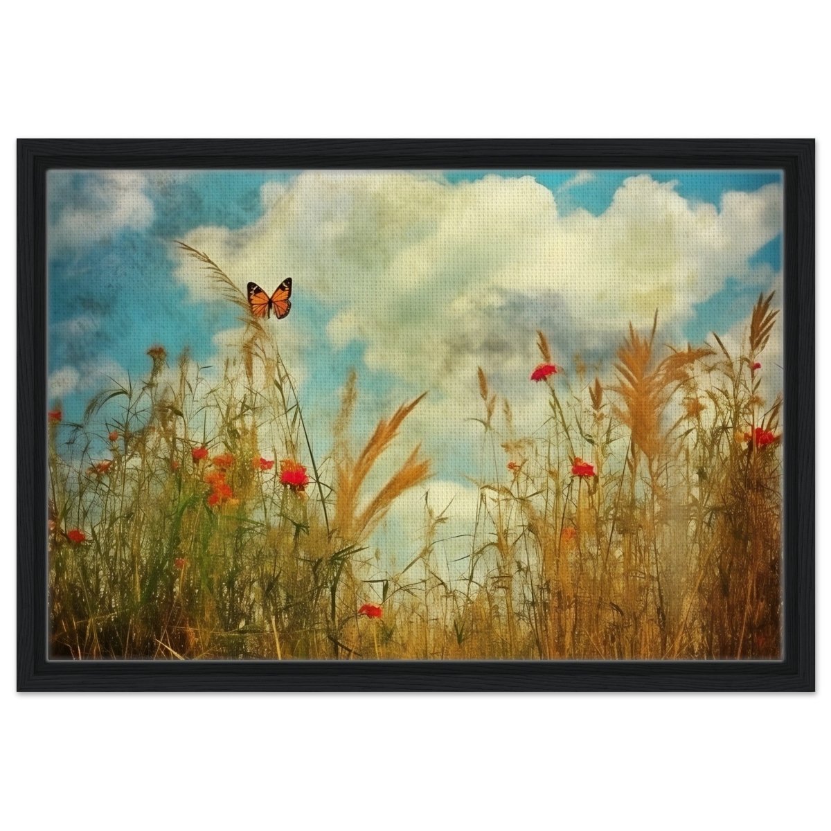 A Dance in the Wild | Contemporary Nature wall art Print - Framed Canvas - 40x60 cm / 16x24″ - Black frame