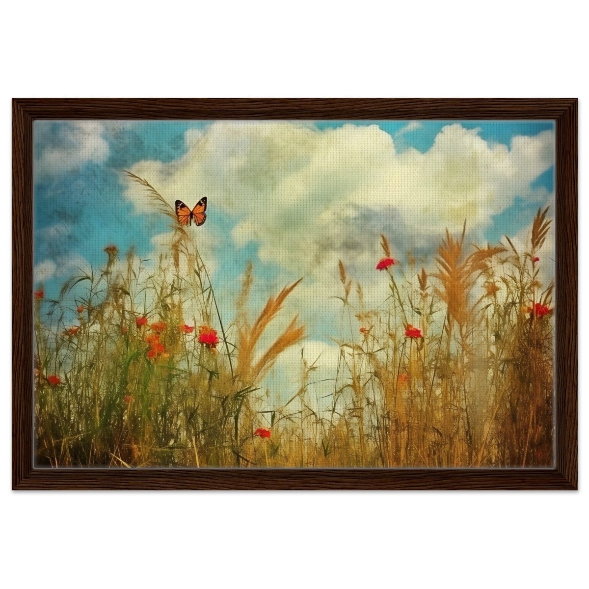 A Dance in the Wild | Contemporary Nature wall art Print - Framed Canvas - 40x60 cm / 16x24″ - Dark wood frame