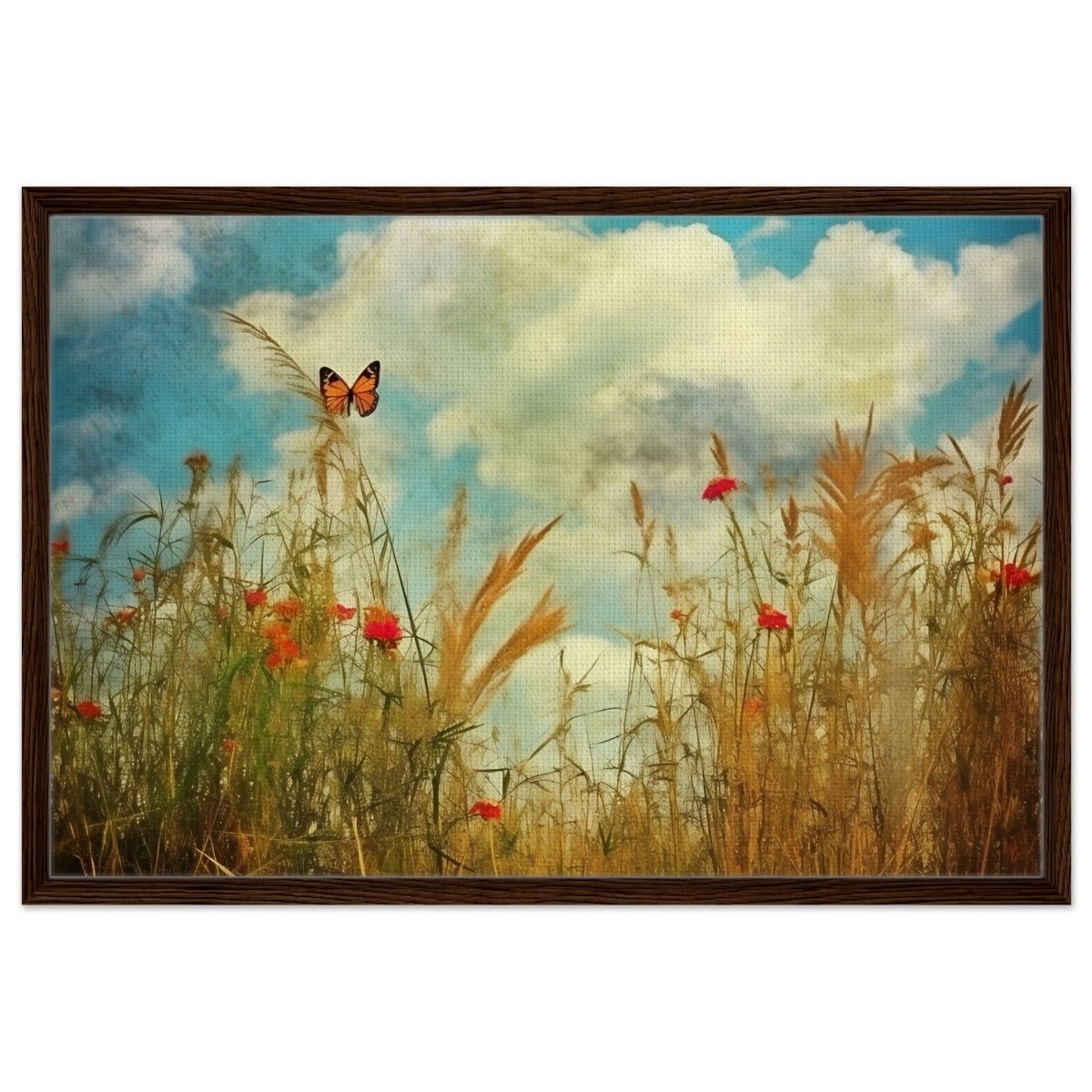 A Dance in the Wild | Contemporary Nature wall art Print - Framed Canvas - 60x90 cm / 24x36″ - Dark wood frame