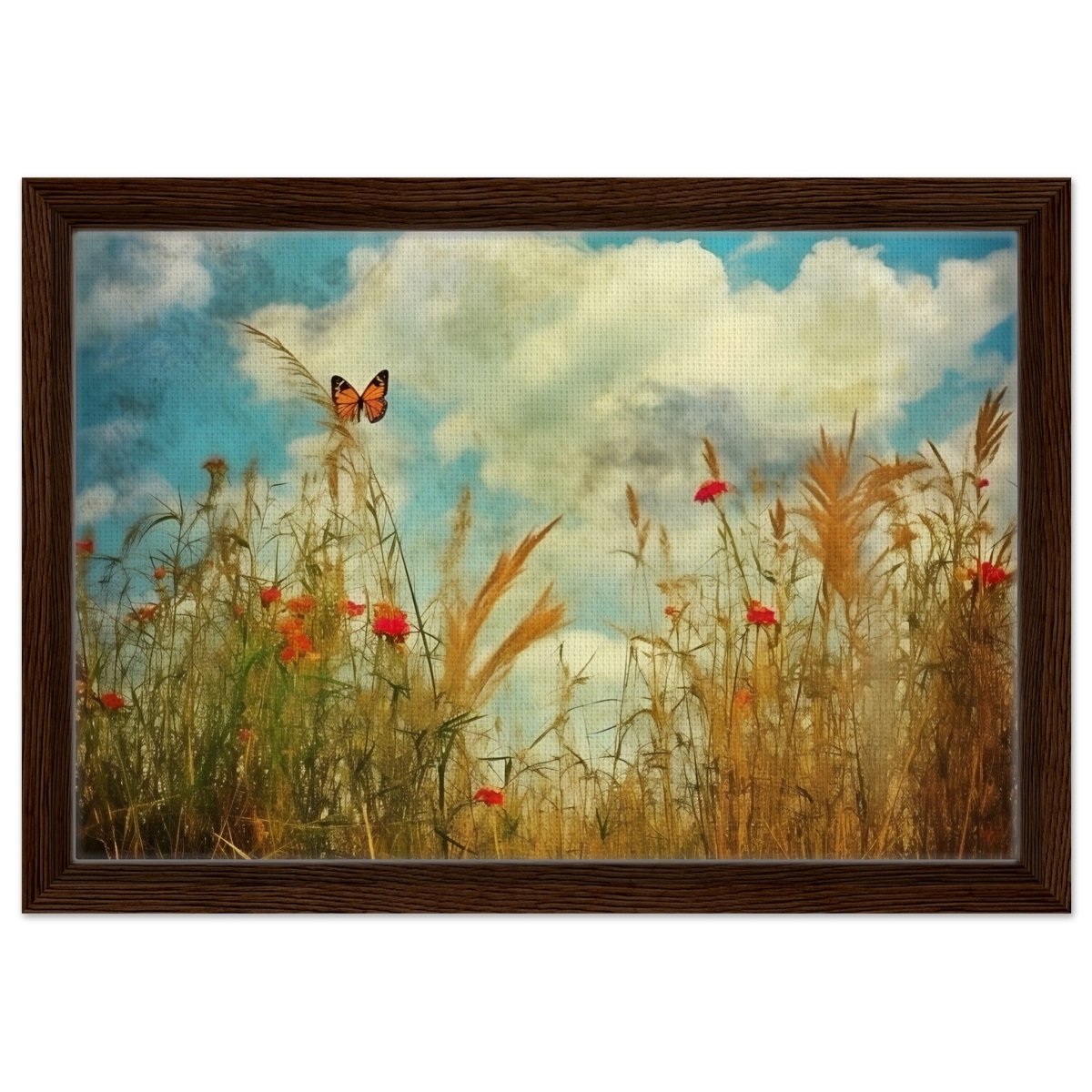 A Dance in the Wild | Contemporary Nature wall art Print - Framed Canvas - 30x45 cm / 12x18″ - Dark wood frame