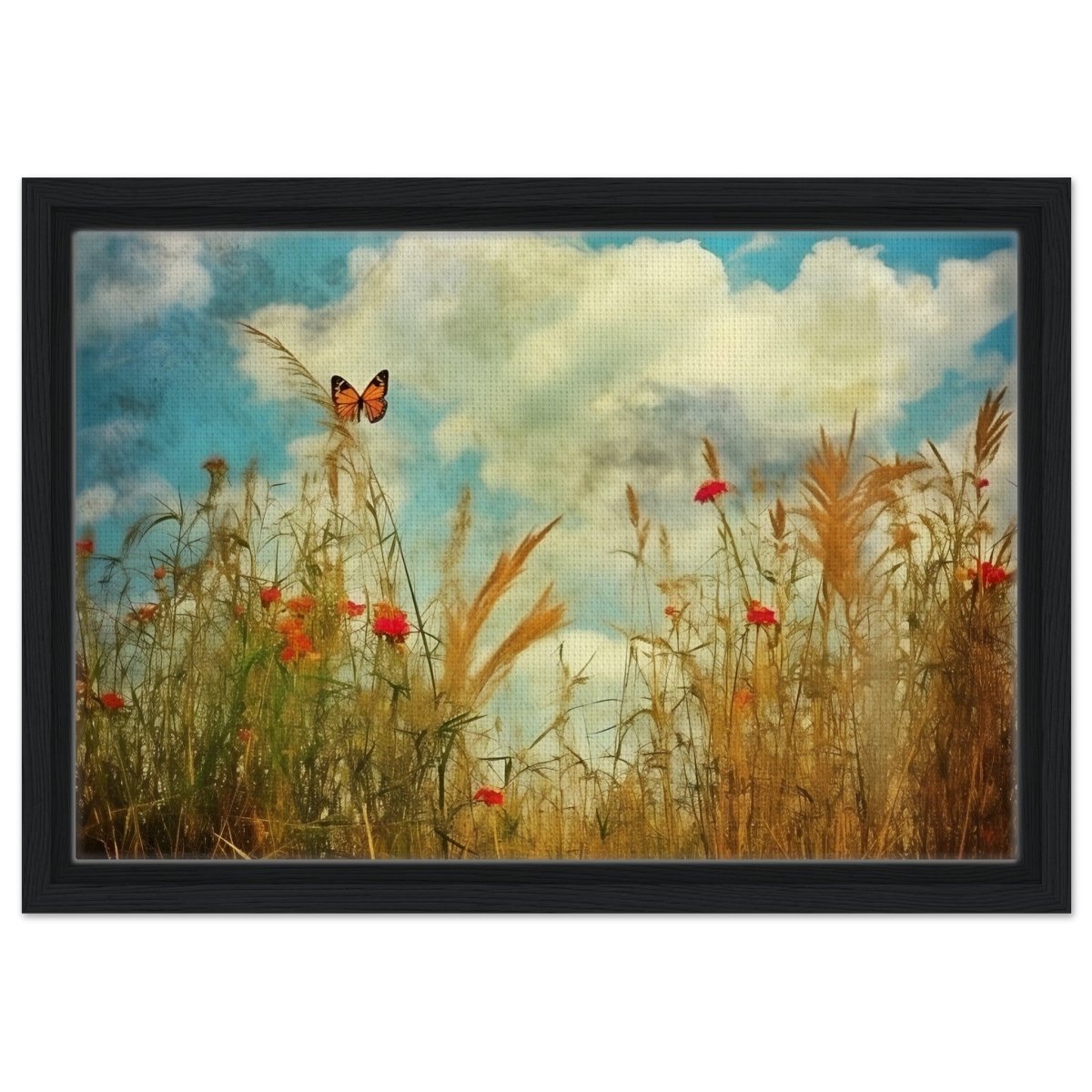 A Dance in the Wild | Contemporary Nature wall art Print - Framed Canvas - 30x45 cm / 12x18″ - Black frame