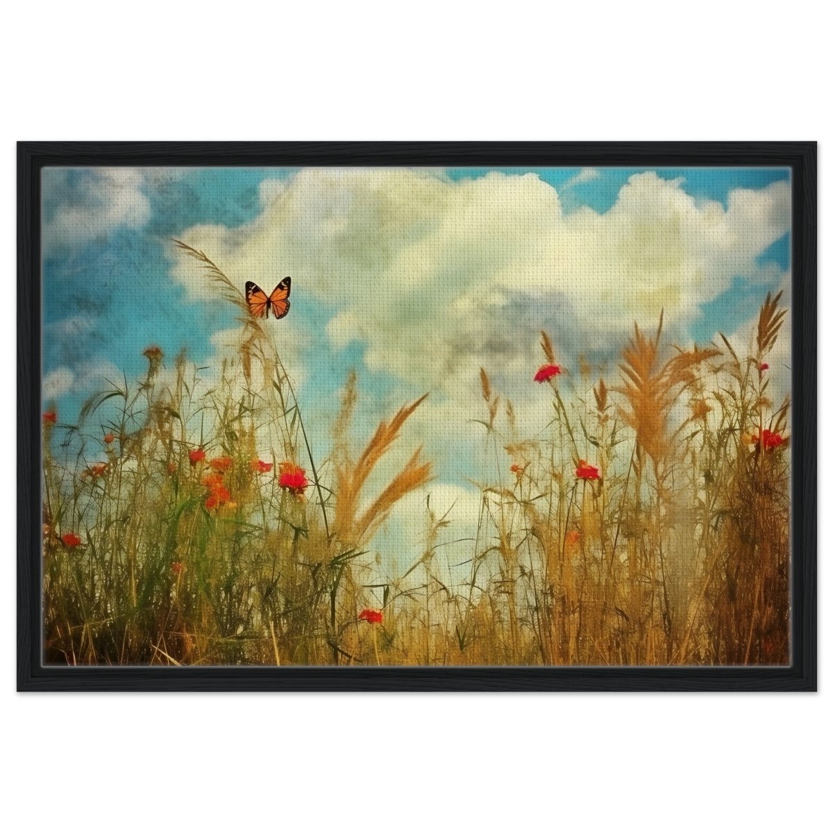 A Dance in the Wild | Contemporary Nature wall art Print - Framed Canvas - 50x75 cm / 20x30″ - Black frame