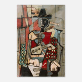 seated harlequin by pablo picasso