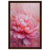 Blossom Radiance – Peony in Bloom | Modern Floral Art - 40x60 cm / 16x24″ - Framed Canvas - Dark wood frame