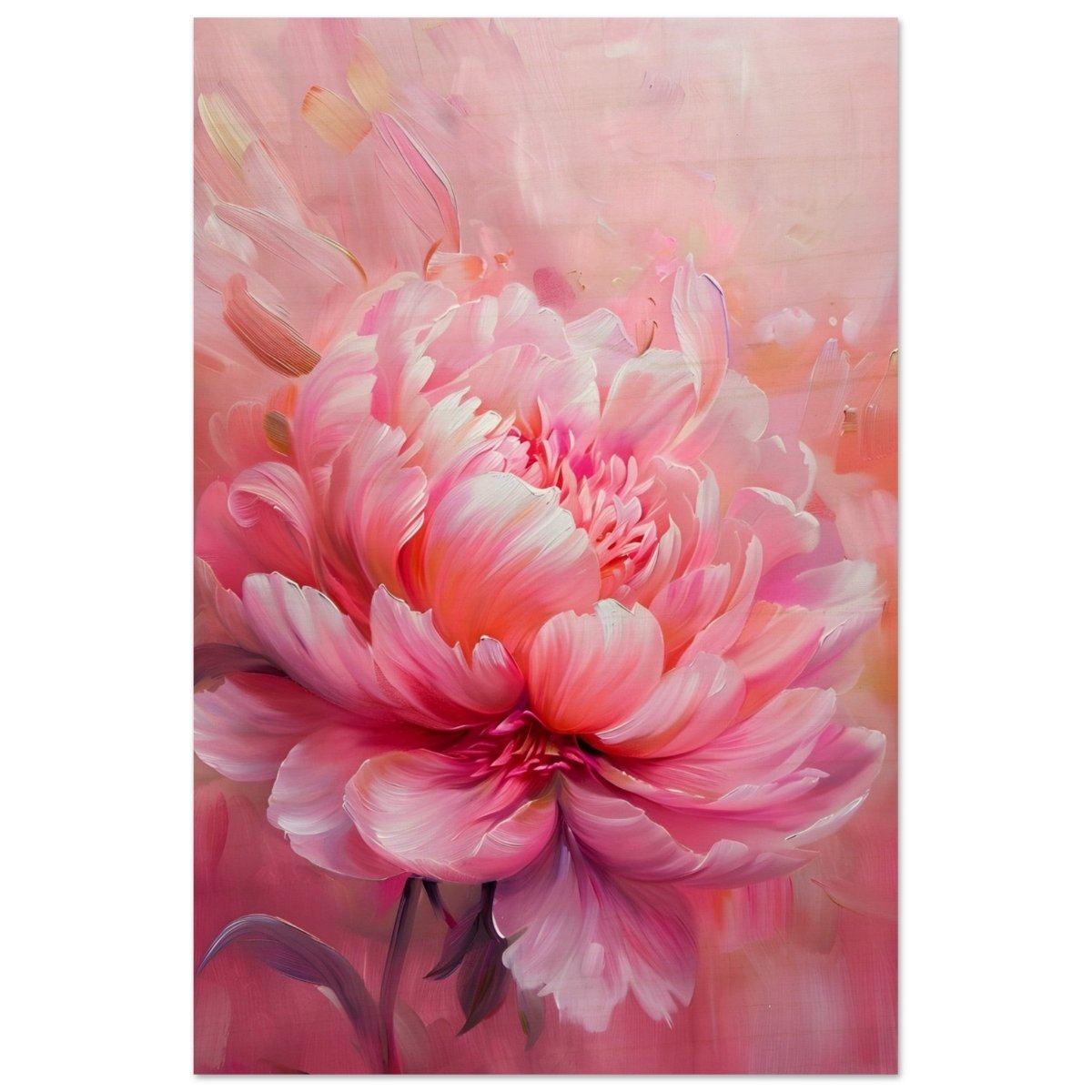 Blossom Radiance – Peony in Bloom | Modern Floral Art - 50x75 cm / 20x30″ - Wood Prints - 