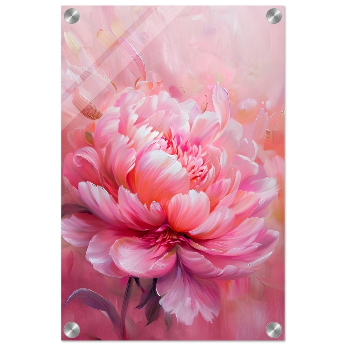 Blossom Radiance – Peony in Bloom | Modern Floral Art - 30x45 cm / 12x18″ - Acrylic Print - 