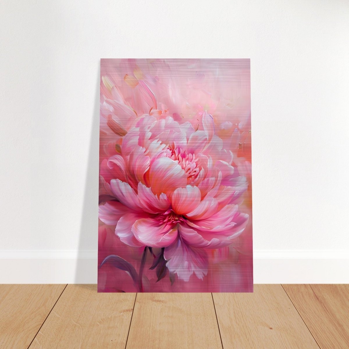 Blossom Radiance – Peony in Bloom | Modern Floral Art - 50x75 cm / 20x30″ - Brushed Aluminum Print - 