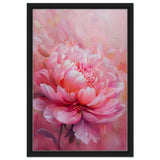 Blossom Radiance – Peony in Bloom | Modern Floral Art - 40x60 cm / 16x24″ - Framed Canvas - Black frame