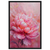 Blossom Radiance – Peony in Bloom | Modern Floral Art - 60x90 cm / 24x36″ - Framed Canvas - Black frame