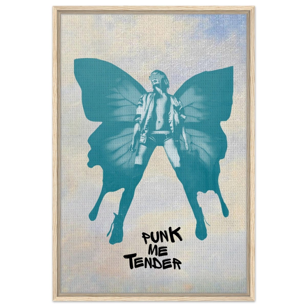 Butterfly Punk V2 | Pop Art wall art print - Framed Canvas - 60x90 cm / 24x36″ - Wood frame