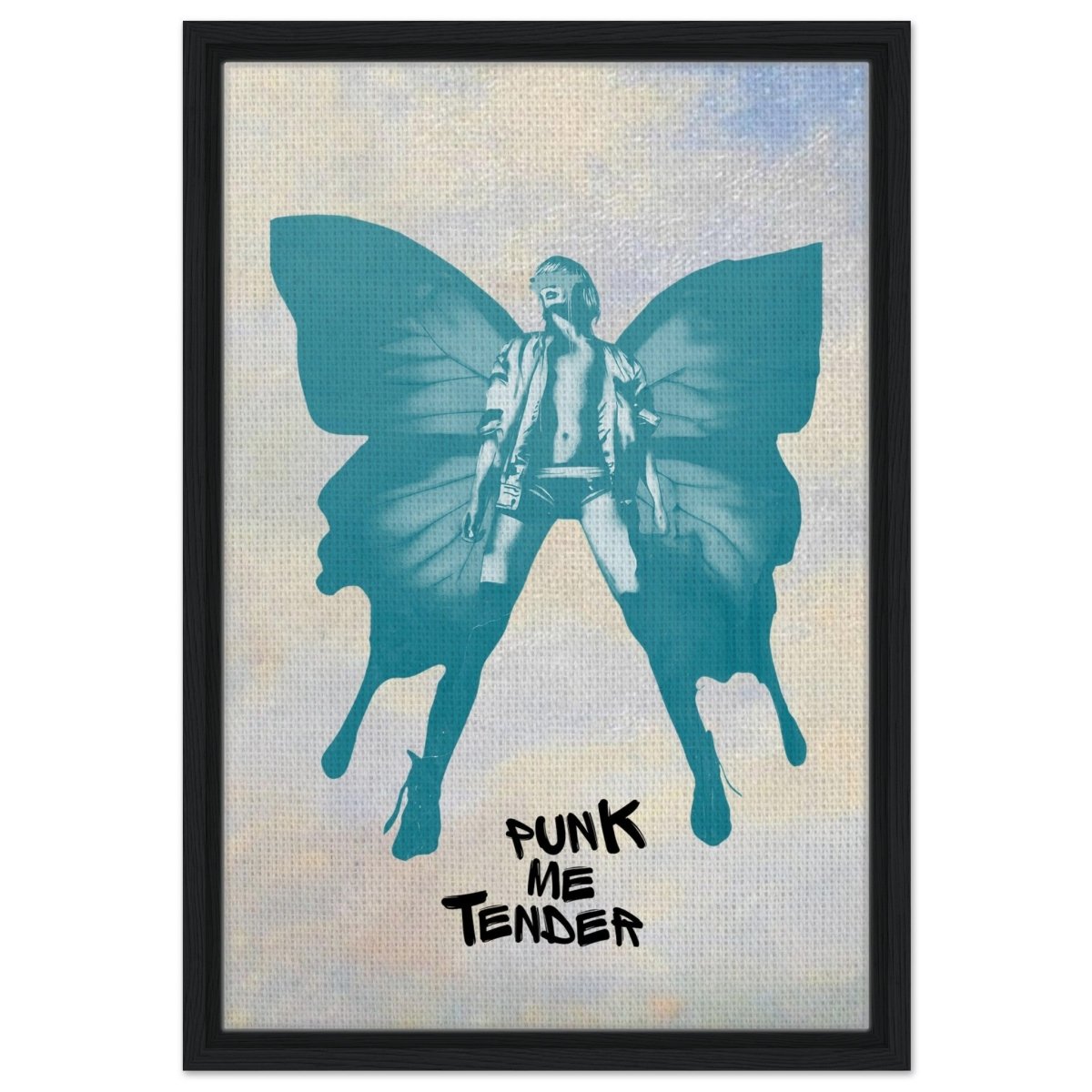 Butterfly Punk V2 | Pop Art wall art print - Framed Canvas - 40x60 cm / 16x24″ - Black frame