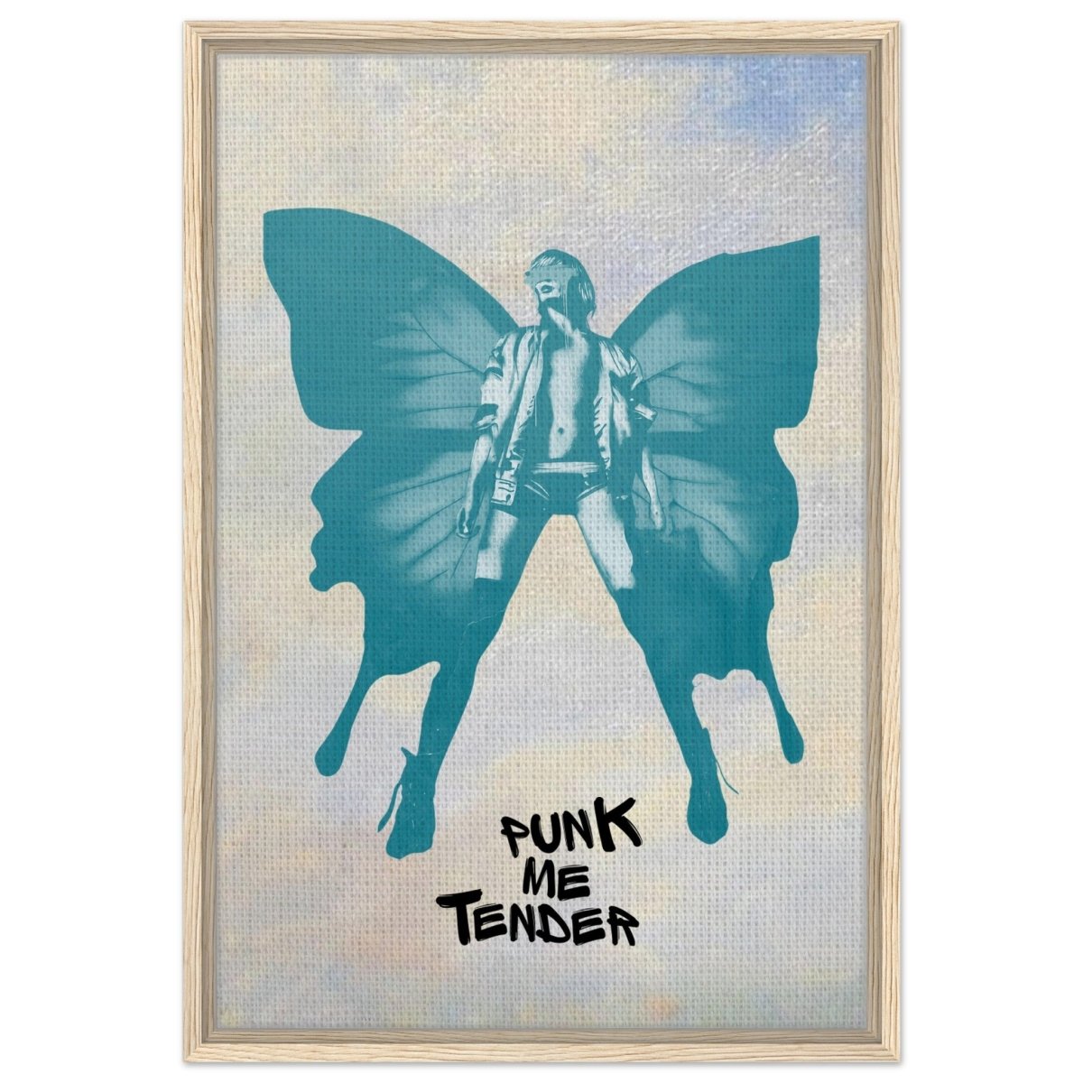 Butterfly Punk V2 | Pop Art wall art print - Framed Canvas - 50x75 cm / 20x30″ - Wood frame