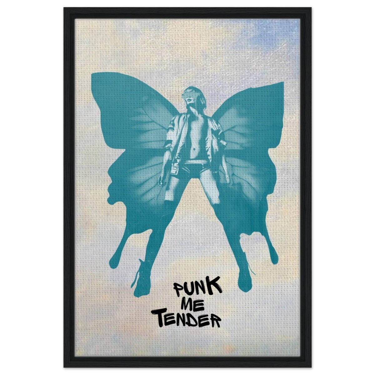 Butterfly Punk V2 | Pop Art wall art print - Framed Canvas - 50x75 cm / 20x30″ - Black frame