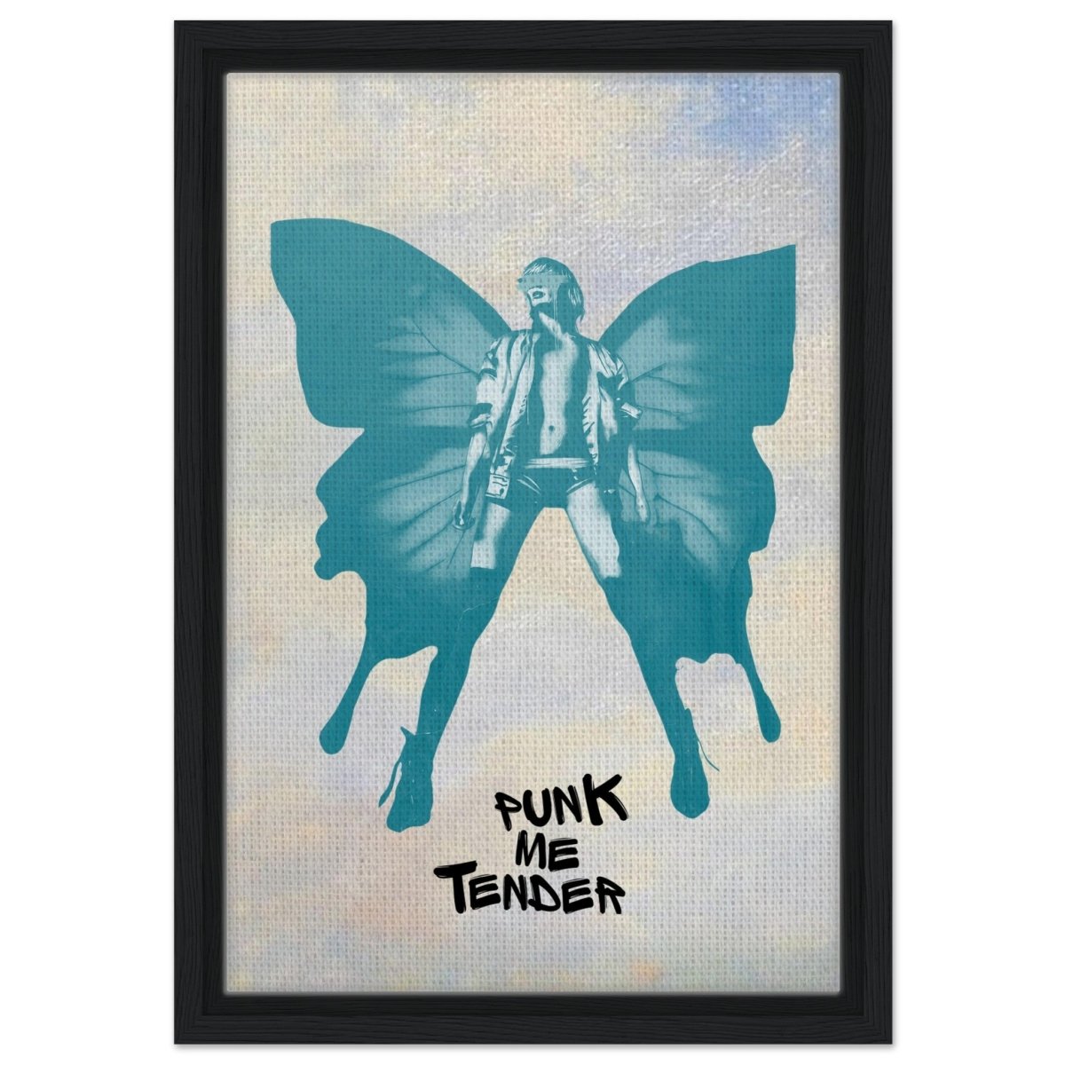 Butterfly Punk V2 | Pop Art wall art print - Framed Canvas - 30x45 cm / 12x18″ - Black frame