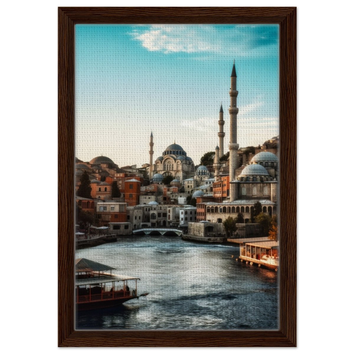 City of Minarets | Timeless Istanbul - Framed Canvas - 30x45 cm / 12x18″ - Dark wood frame