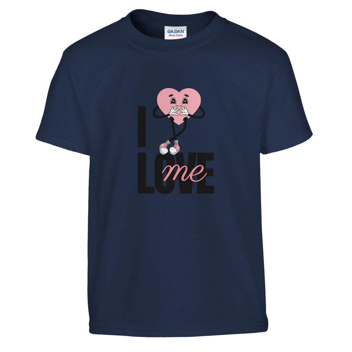 Classic Kids Crewneck T-shirt | I Love Me - M - Navy - 