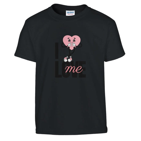 Classic Kids Crewneck T-shirt | I Love Me - XS - Black - 