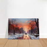 Crimson Dusk Walk | Winter Evening Glow | Nature Art Wall art print - Brushed Aluminum Print - 30x45 cm / 12x18″ - 