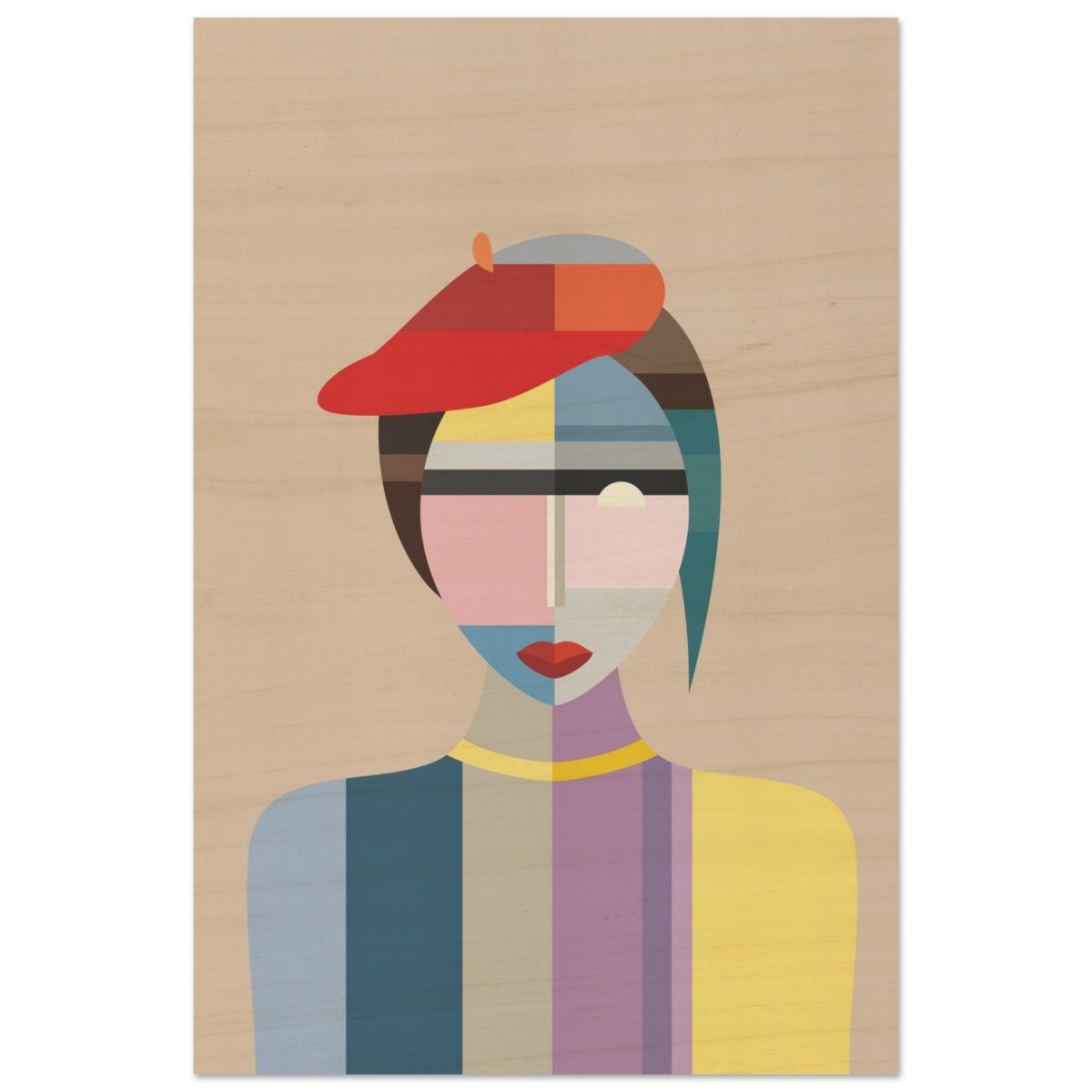 Cubist Elegance – A Modern Fusion of Color & Form - 60x90 cm / 24x36″ - Wood Prints - 