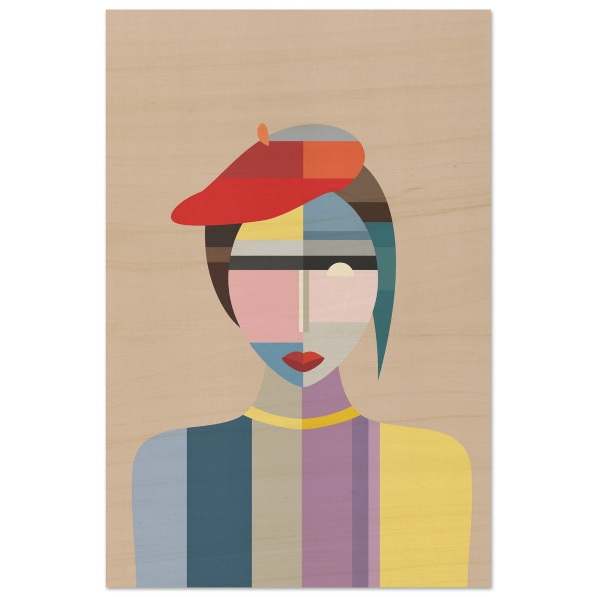 Cubist Elegance – A Modern Fusion of Color & Form - 30x45 cm / 12x18″ - Wood Prints - 