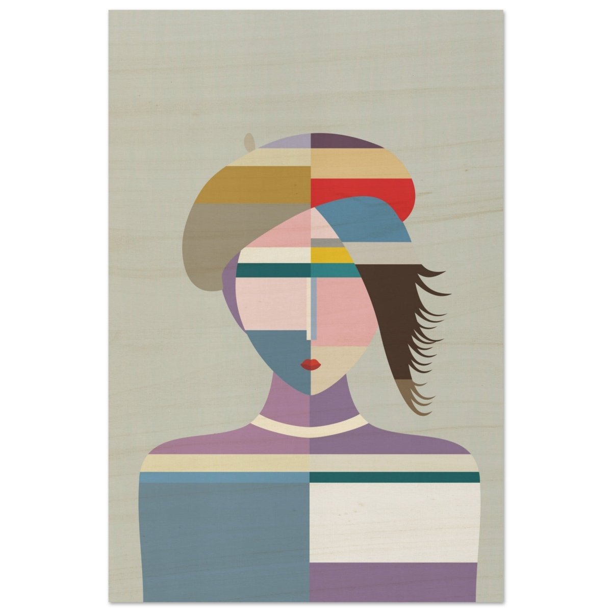 Cubist Muse – A Modern Take on Abstract Portraiture - Wood Prints - 50x75 cm / 20x30″ - 10 mm