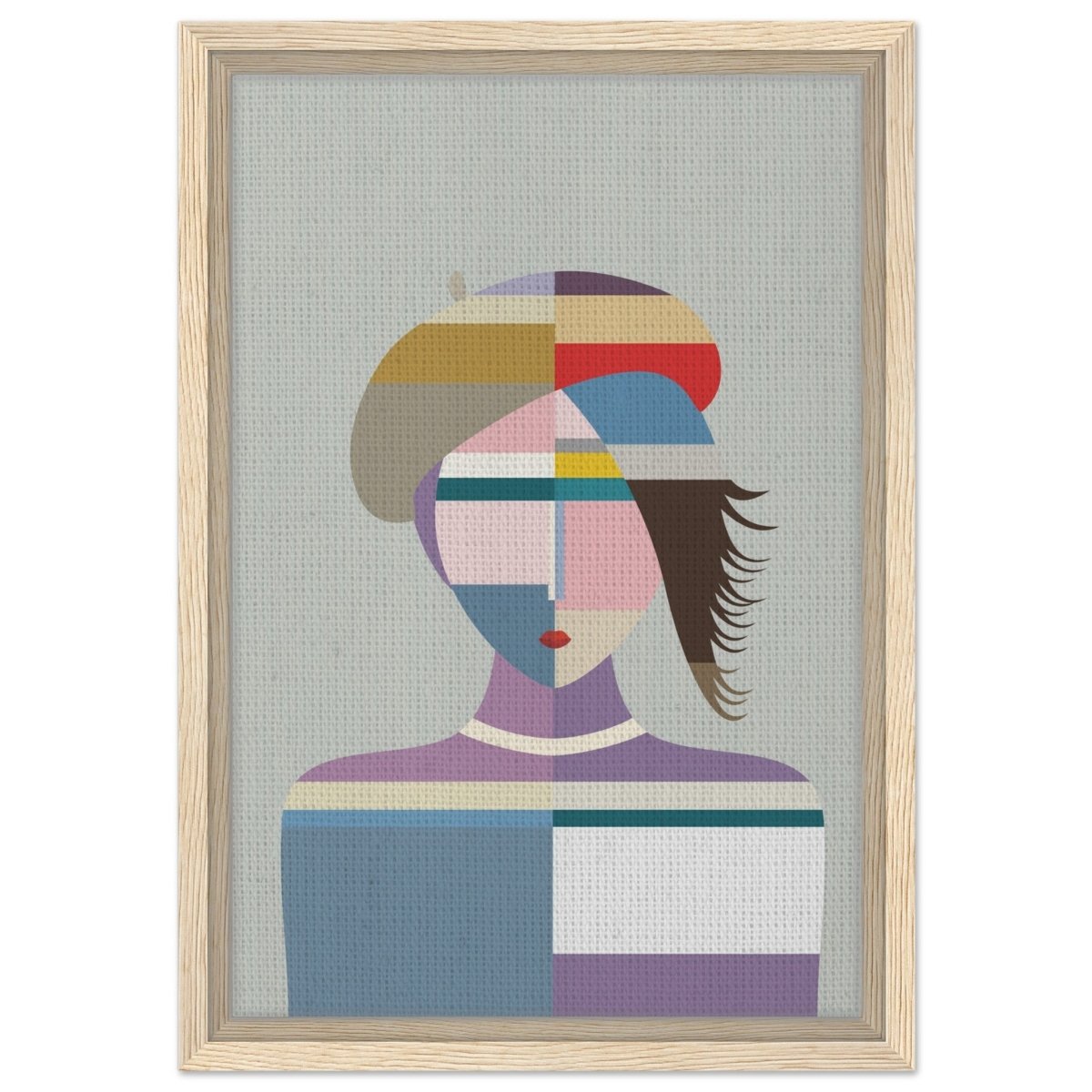 Cubist Muse – A Modern Take on Abstract Portraiture - Framed Canvas - 30x45 cm / 12x18″ - Wood frame