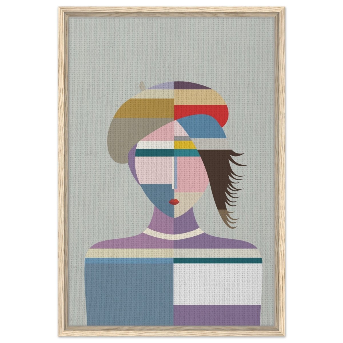 Cubist Muse – A Modern Take on Abstract Portraiture - Framed Canvas - 50x75 cm / 20x30″ - Wood frame