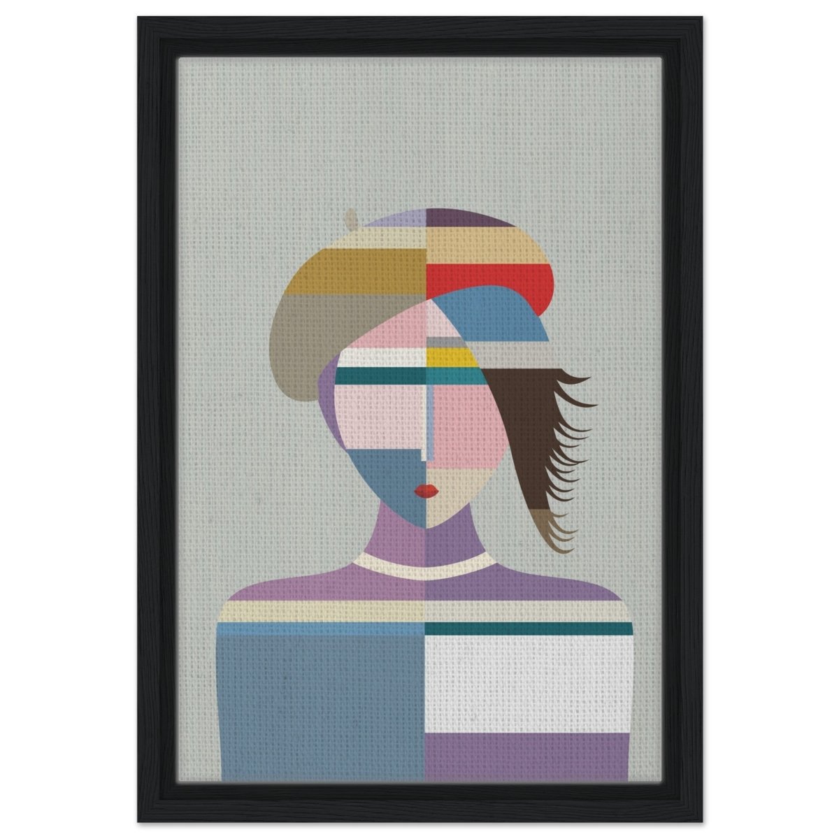 Cubist Muse – A Modern Take on Abstract Portraiture - Framed Canvas - 30x45 cm / 12x18″ - Black frame