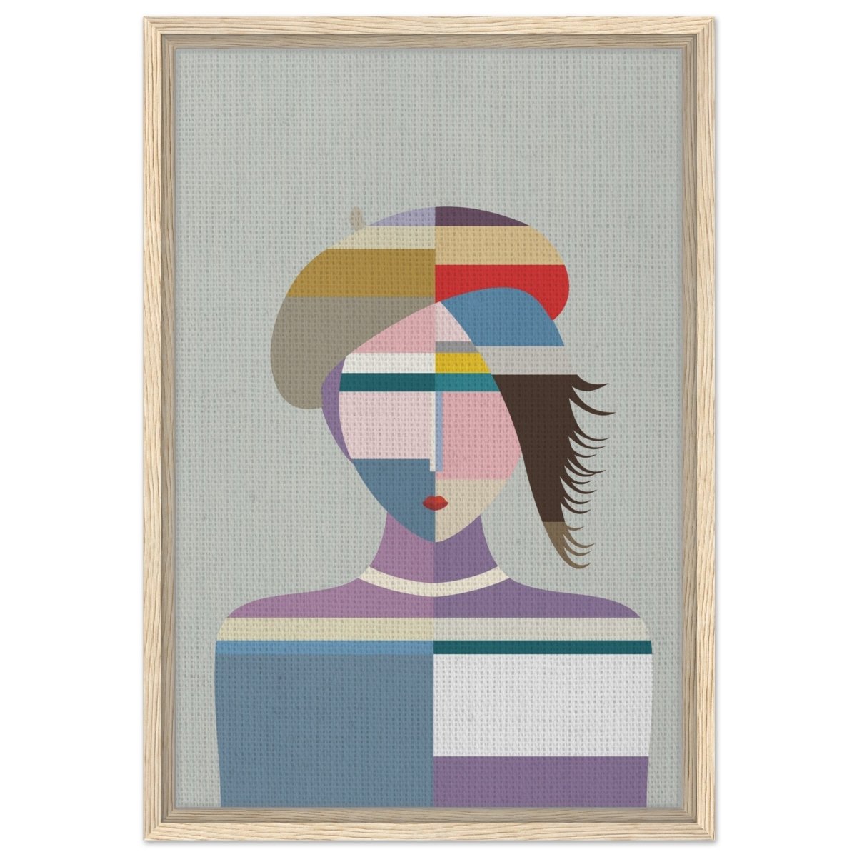 Cubist Muse – A Modern Take on Abstract Portraiture - Framed Canvas - 40x60 cm / 16x24″ - Wood frame