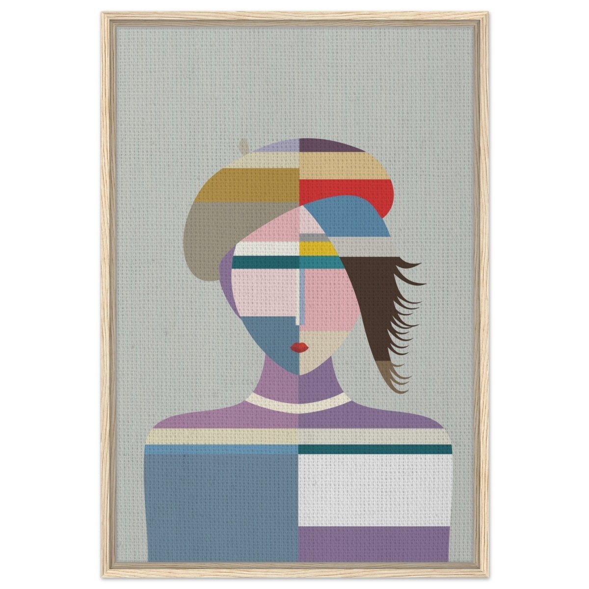 Cubist Muse – A Modern Take on Abstract Portraiture - Framed Canvas - 60x90 cm / 24x36″ - Wood frame