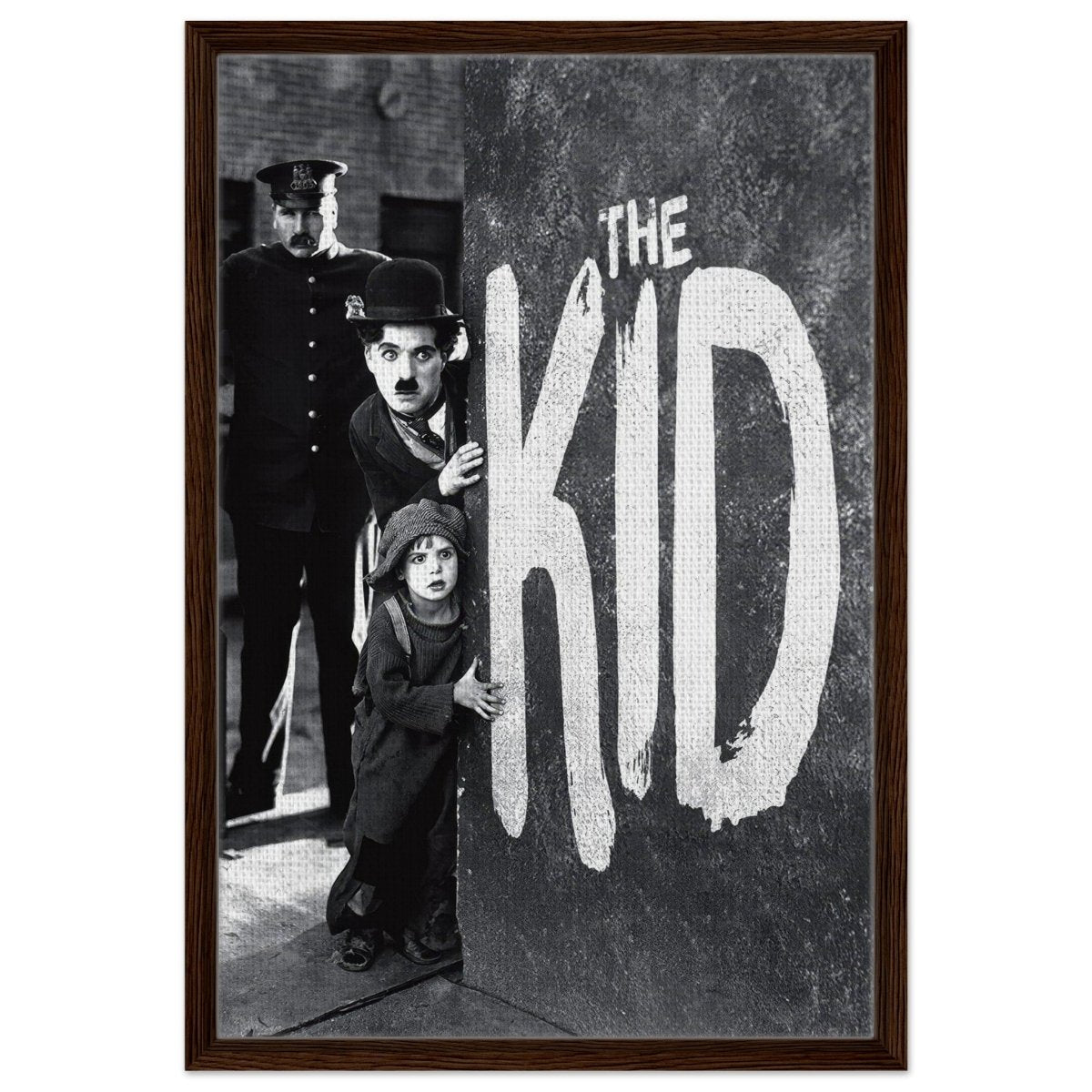 Da Vinci Pop Art wall art Print | The Kid (1921) - Framed Canvas - 50x75 cm / 20x30″ - Dark wood frame