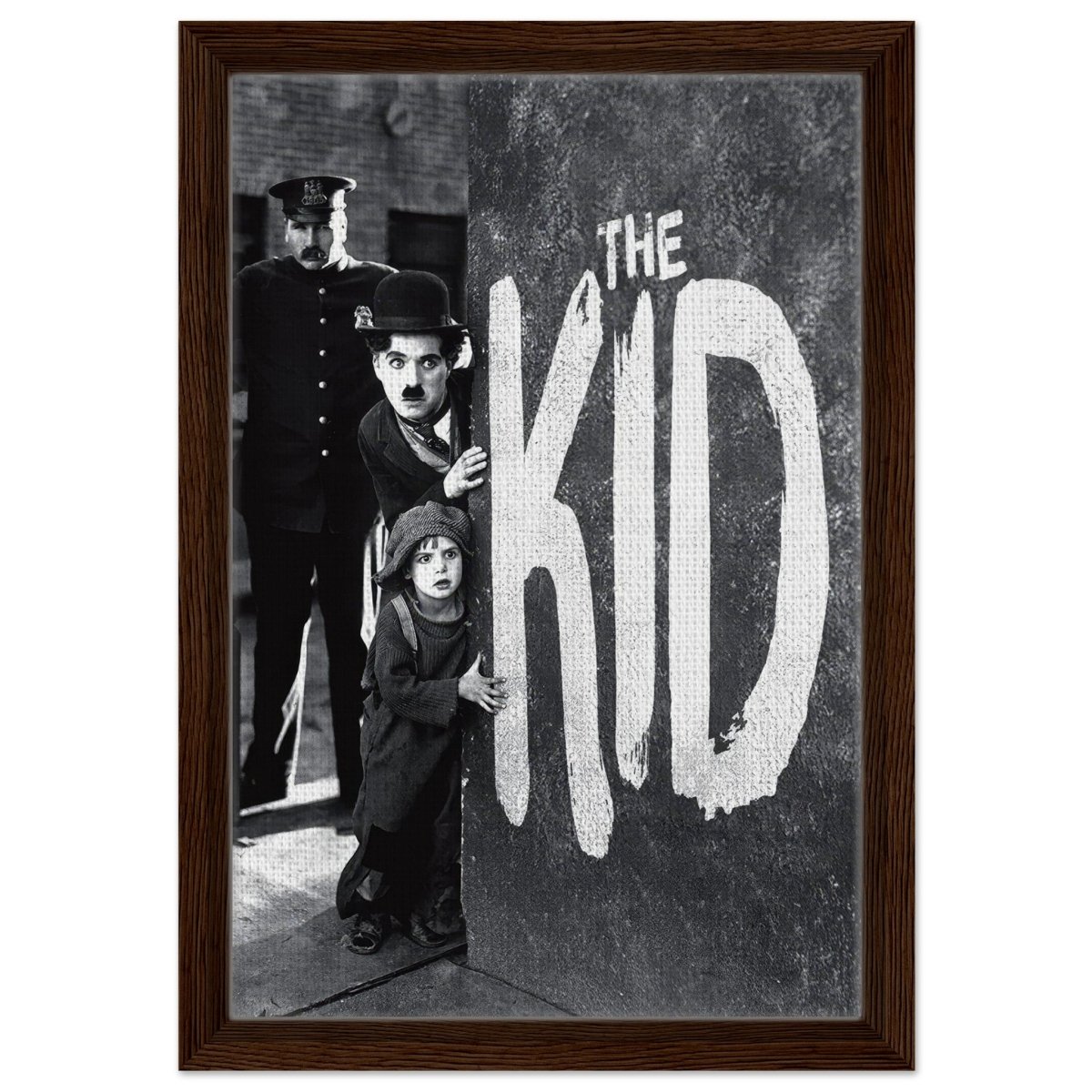 Da Vinci Pop Art wall art Print | The Kid (1921) - Framed Canvas - 30x45 cm / 12x18″ - Dark wood frame