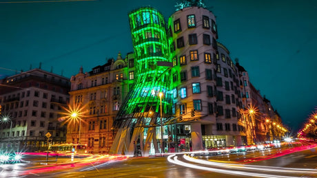 Dancing House, Prague - Day & Night | Czechia | 2 Design Options - 30x45 cm / 12x18″ - Design Option 1 - Horizontal - Acrylic Print