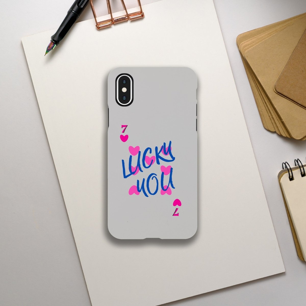 Designer Phone cases for iphone | 7 of heart | Lucky You! - iPhone X - 