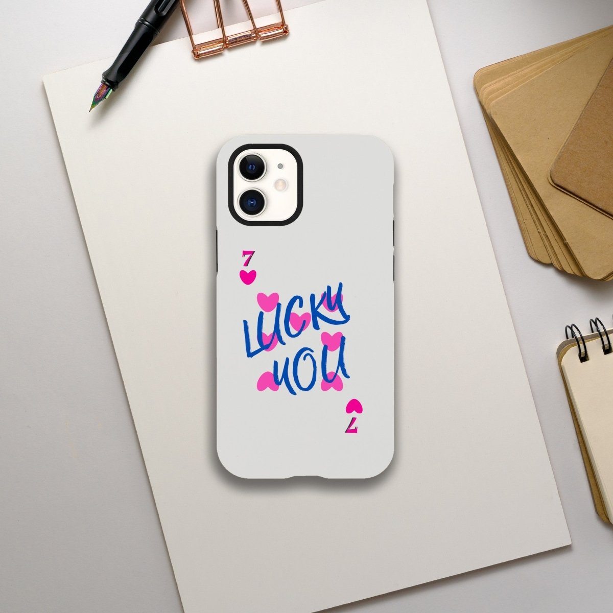 Designer Phone cases for iphone | 7 of heart | Lucky You! - iPhone 12 Mini - 