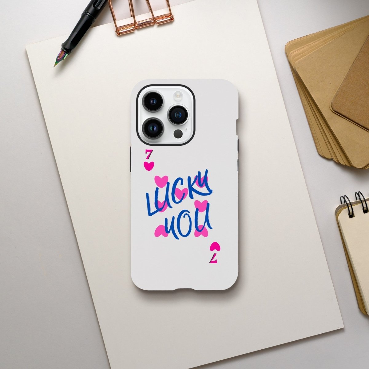 Designer Phone cases for iphone | 7 of heart | Lucky You! - iPhone 14 Pro - 