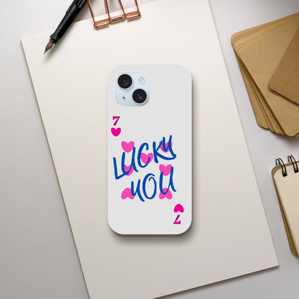 Designer Phone cases for iphone | 7 of heart | Lucky You! - iPhone 15 - 