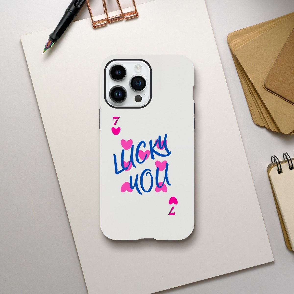 Designer Phone cases for iphone | 7 of heart | Lucky You! - iPhone 14 Pro Max - 