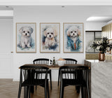 Charming Trio: Watercolor Maltese Puppy