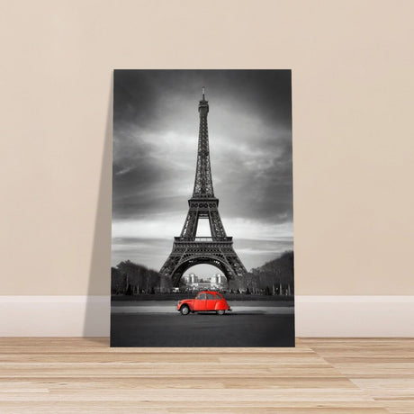 Elegant Paris - Eiffel Tower and Vintage Ride - Aluminum Print - 50x75 cm / 20x30″ - 