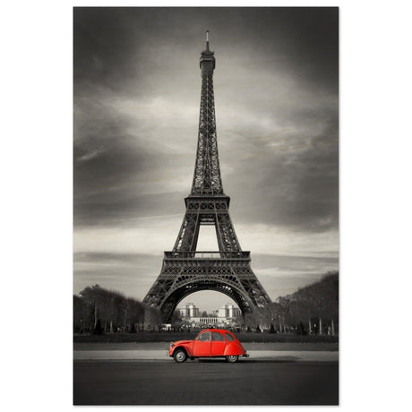 Elegant Paris - Eiffel Tower and Vintage Ride - Wood Prints - 50x75 cm / 20x30″ - 