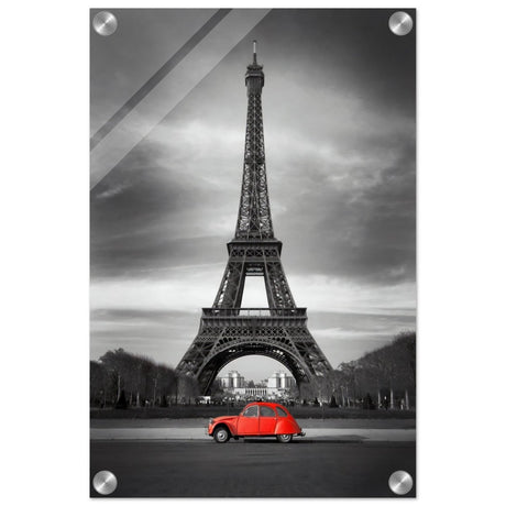 Elegant Paris - Eiffel Tower and Vintage Ride - Acrylic Print - 30x45 cm / 12x18″ - 