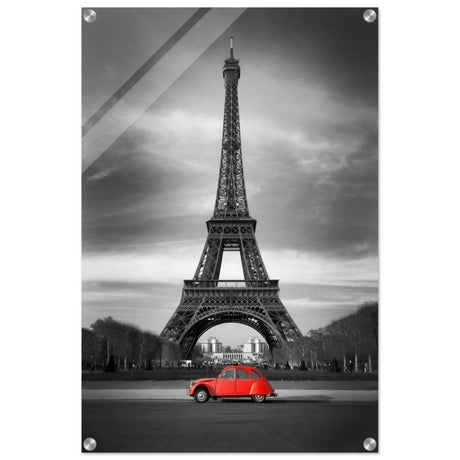 Elegant Paris - Eiffel Tower and Vintage Ride - Acrylic Print - 50x75 cm / 20x30″ - 